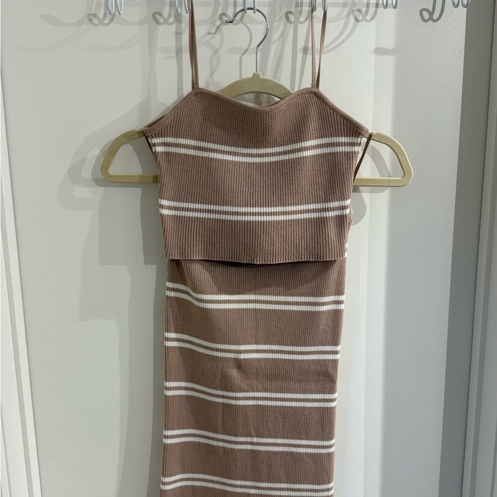 Beige and White Striped Set